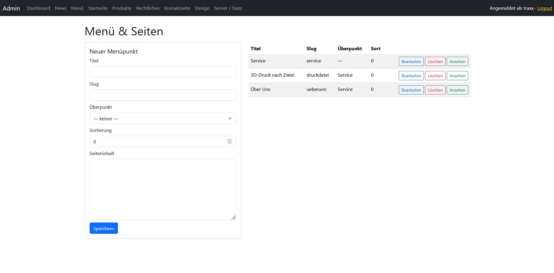 Eigenes Admin- & CMS-System